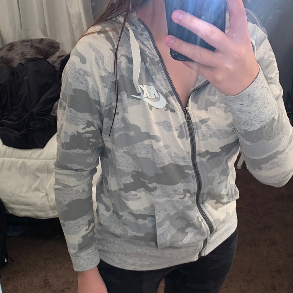 nike camo zip up
